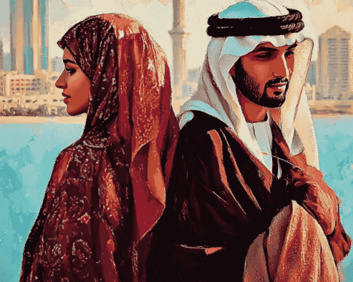 Romantic Arabian Lovers Diamond Painting