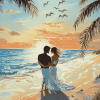 Romantic Beach Lovers Diamond Painting