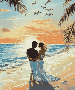 Romantic Beach Lovers Diamond Painting