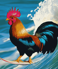 Rooster Surf Adventure Diamond Painting