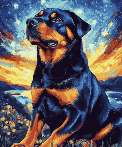 Rottweiler Starry Night Diamond Painting