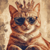 Royal Cat with Glasses Diamond Painting