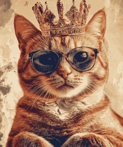 Royal Cat with Glasses Diamond Painting