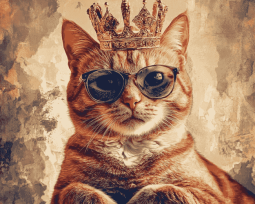 Royal Cat with Glasses Diamond Painting