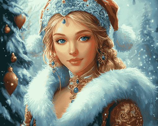 Russian Lady Christmas Diamond Painting