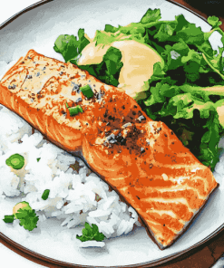 Salmon and Rice Meal Diamond Painting