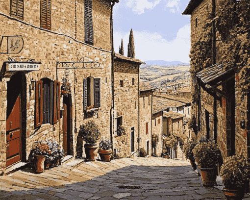 San Gimignano Italy Village Diamond Painting