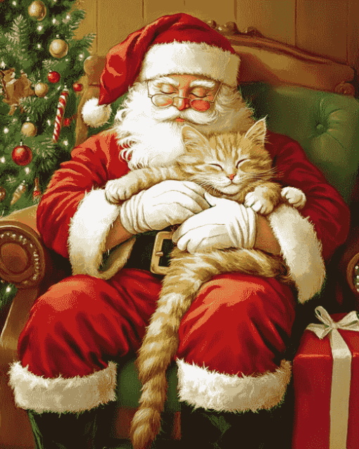 Santa Cats Christmas Diamond Painting