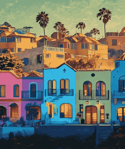 Santa Cruz Colorful Buildings Diamond Painting