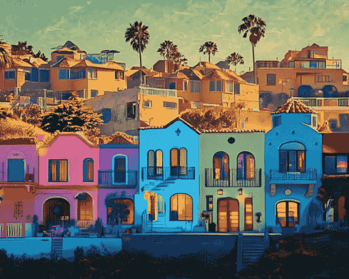 Santa Cruz Colorful Buildings Diamond Painting