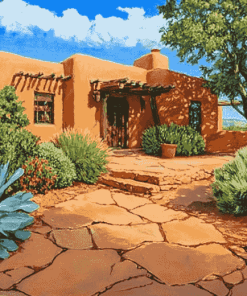 Santa Fe Houses Landscape Diamond Painting