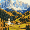 Santa Maddalena Mountain Views Diamond Painting