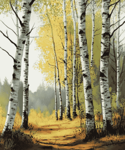 Scenic Birch Trees Woods Diamond Painting