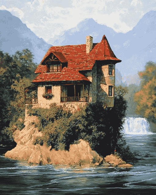 Scenic River House Diamond Painting