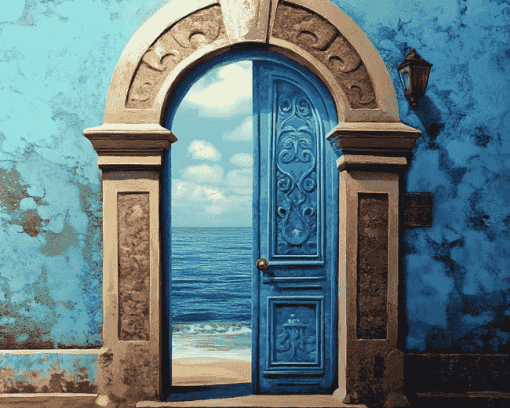 Scenic Sea Door Diamond Painting