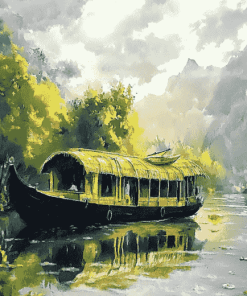 Scenic Valleys House Boat Diamond Painting