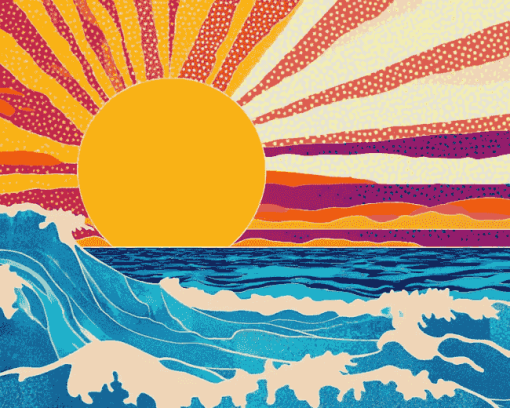 Sea Sunset Pop Art Diamond Painting