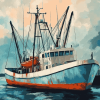 Seascape Shrimp Boat Diamond Painting