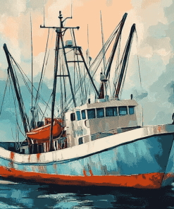 Seascape Shrimp Boat Diamond Painting