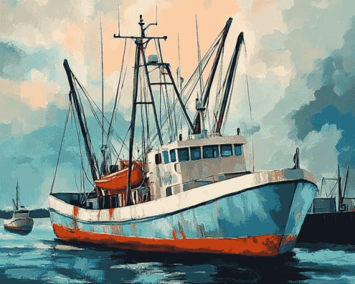 Seascape Shrimp Boat Diamond Painting