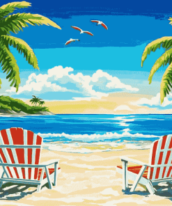 Seaside Chairs Beach View Diamond Painting