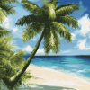 Seaside Coconut Scene Diamond Painting