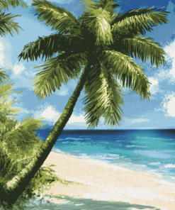 Seaside Coconut Scene Diamond Painting