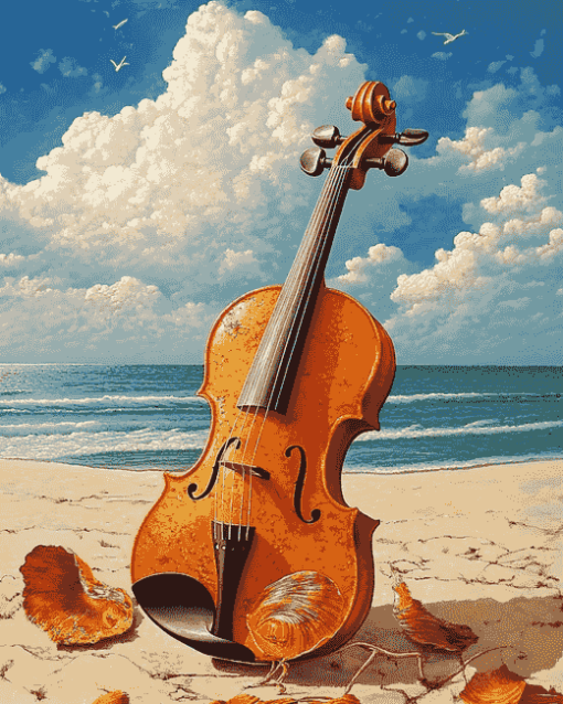 Seaside Violin Harmony Diamond Painting