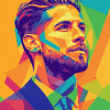 Sergio Ramos Colorful Pop Diamond Painting