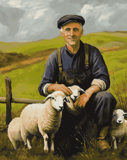 Sheep Farm Landscapes Diamond Painting