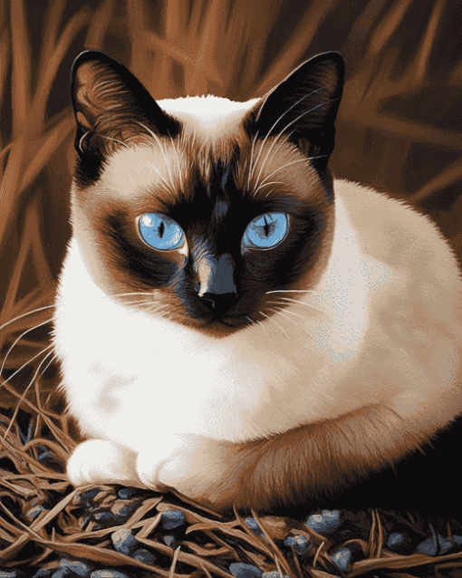 Siamese Snowshoe Kitty Diamond Painting