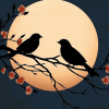 Silhouette Birds on Branch Diamond Painting