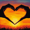 Silhouette Hearts at Sunset Diamond Painting