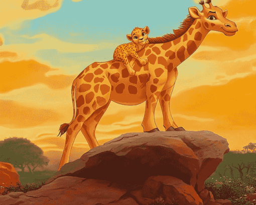 Simba and Giraffe Adventure Diamond Painting