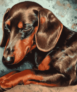 Sleeping Dachshund Puppy Diamond Painting