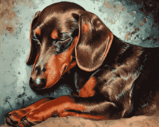 Sleeping Dachshund Puppy Diamond Painting