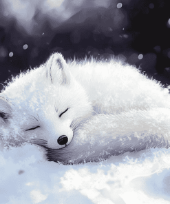 Sleepy Arctic Fox Winter Diamond Painting