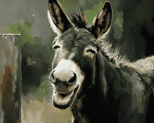 Smiling Black Donkey Diamond Painting