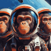 Space Astronaut Chimp Animations Diamond Painting