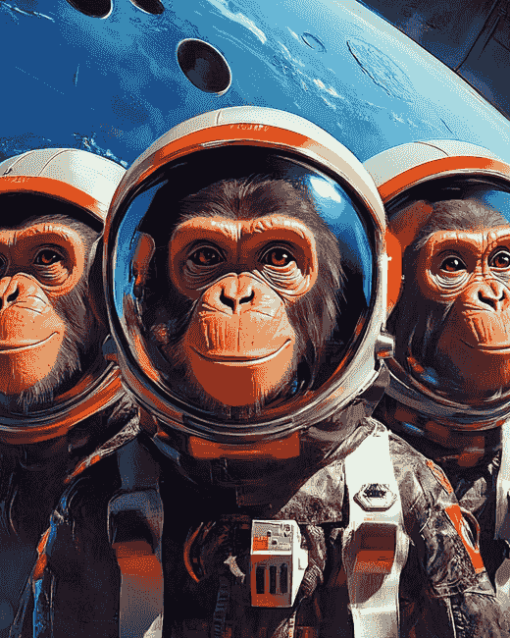 Space Astronaut Chimp Animations Diamond Painting