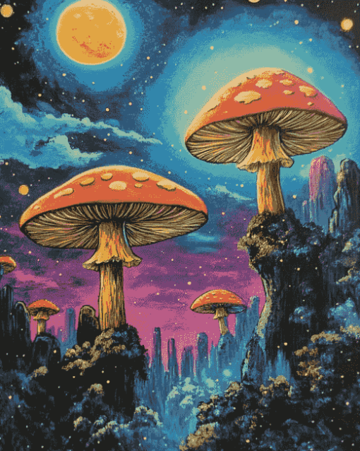 Space Mushroom Fantasy Diamond Painting