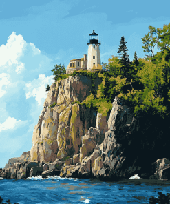 Split Rock Lighthouse Scenic View Diamond Painting