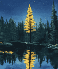 Spruce Tree Landscape Diamond Painting