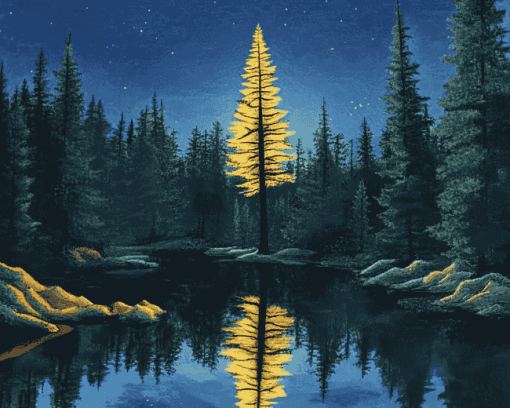 Spruce Tree Landscape Diamond Painting