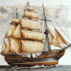 Square Rigged Ship Sailing Diamond Painting