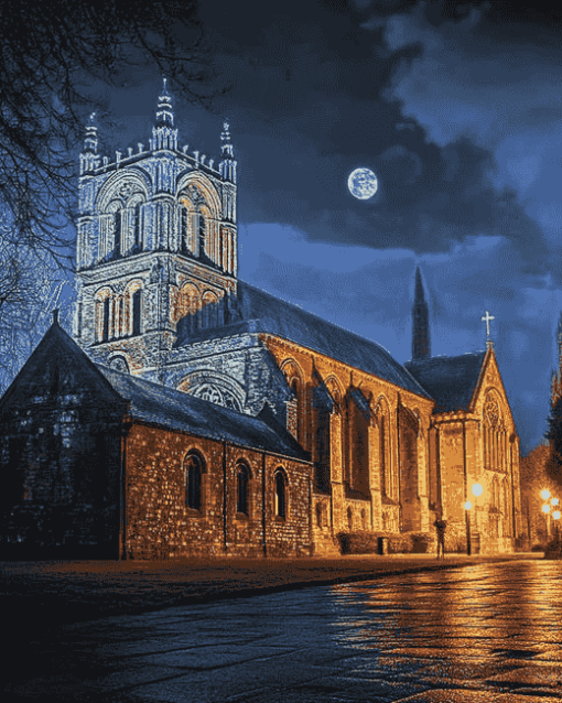 St Albans Cathedral Night Scene Diamond Painting