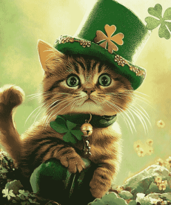 St Patrick's Day Kitten Diamond Painting