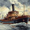 Steam Towboat Ocean Scenes Diamond Painting