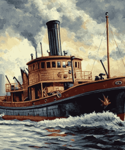 Steam Towboat Ocean Scenes Diamond Painting