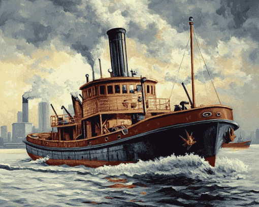 Steam Towboat Ocean Scenes Diamond Painting